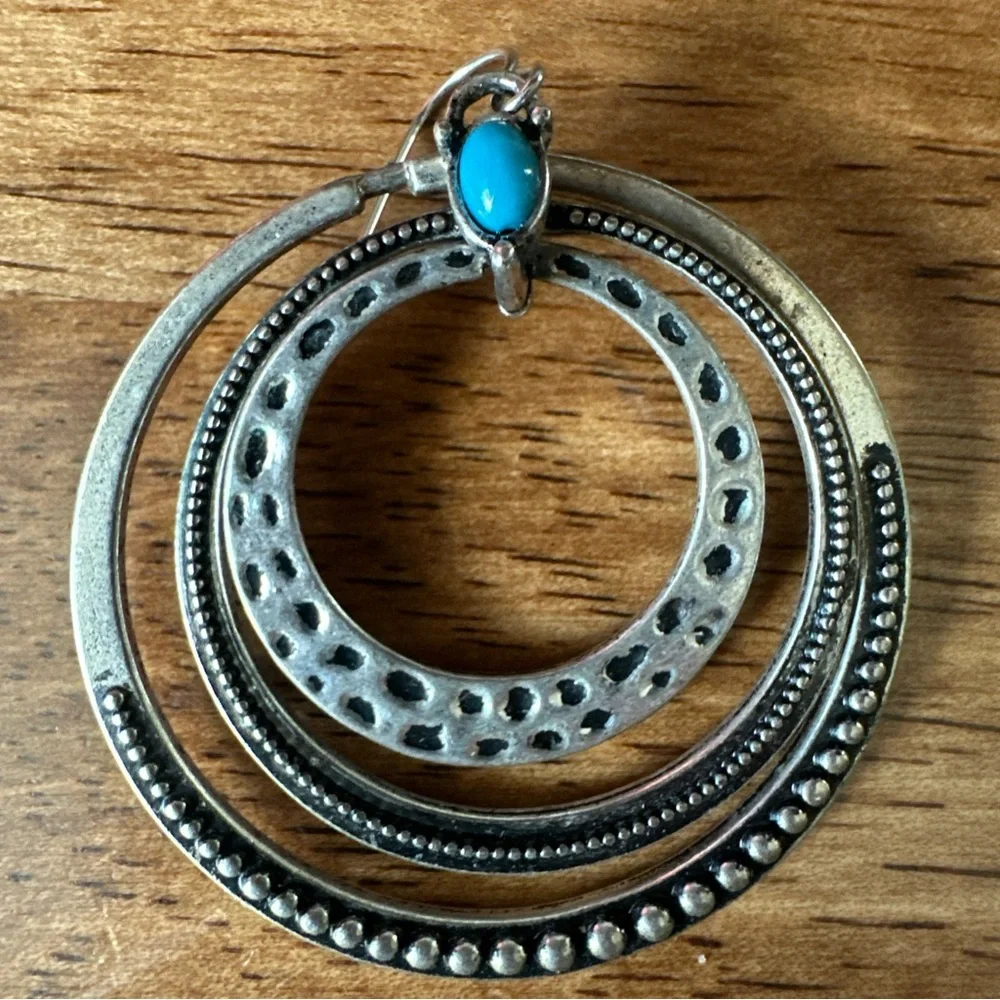 Premier Designs Southwestern Boho Silver Triple Hoop Pierced Earrings